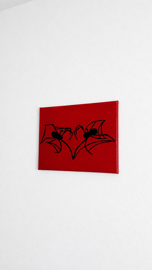 Original Dark Gothic Heart Spider Love Handmade Acrylic Painting