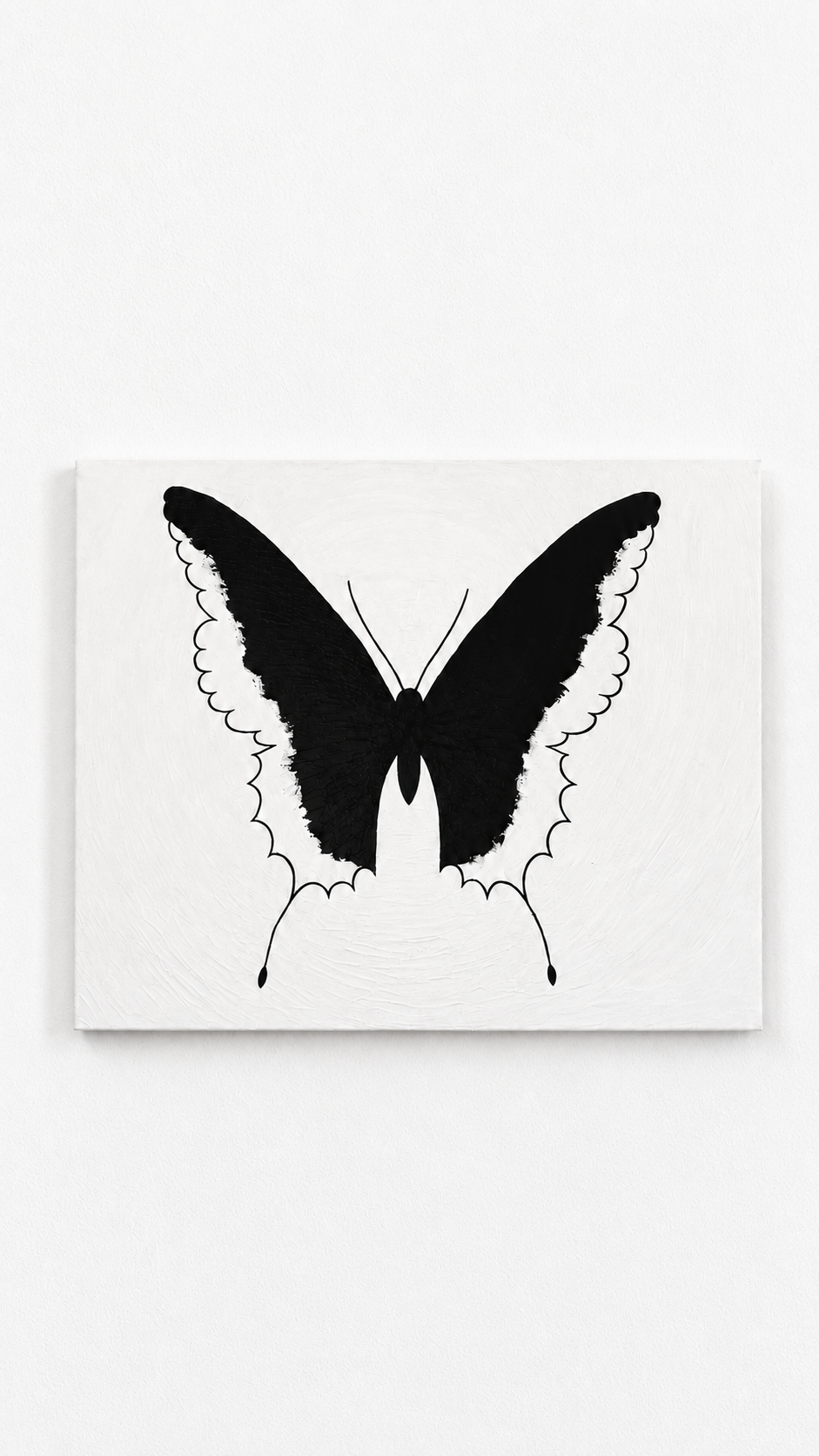 Original Minimalist Textured Black & White Butterfly Handmade Acrylic Painting