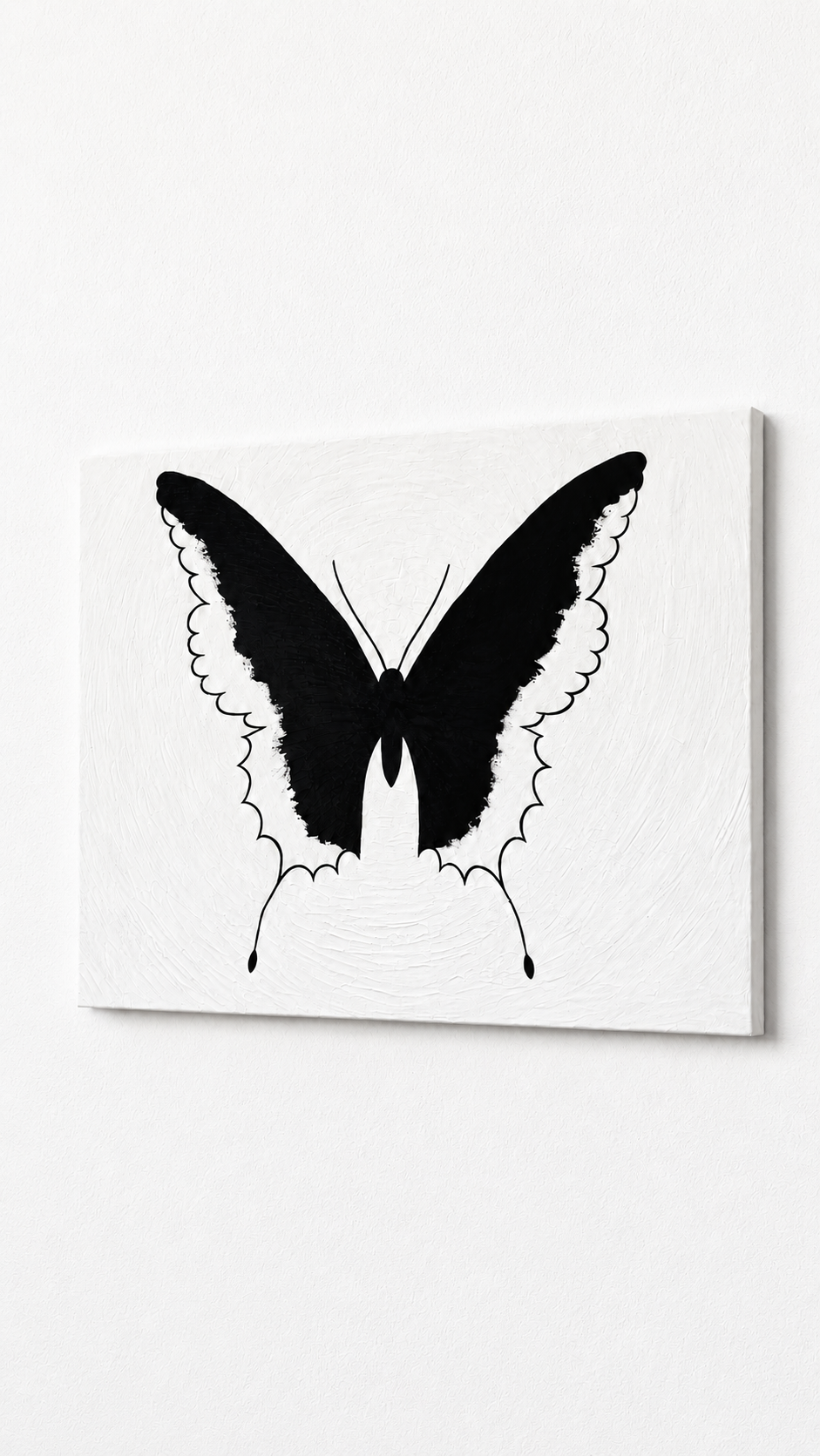 Original Minimalist Textured Black & White Butterfly Handmade Acrylic Painting