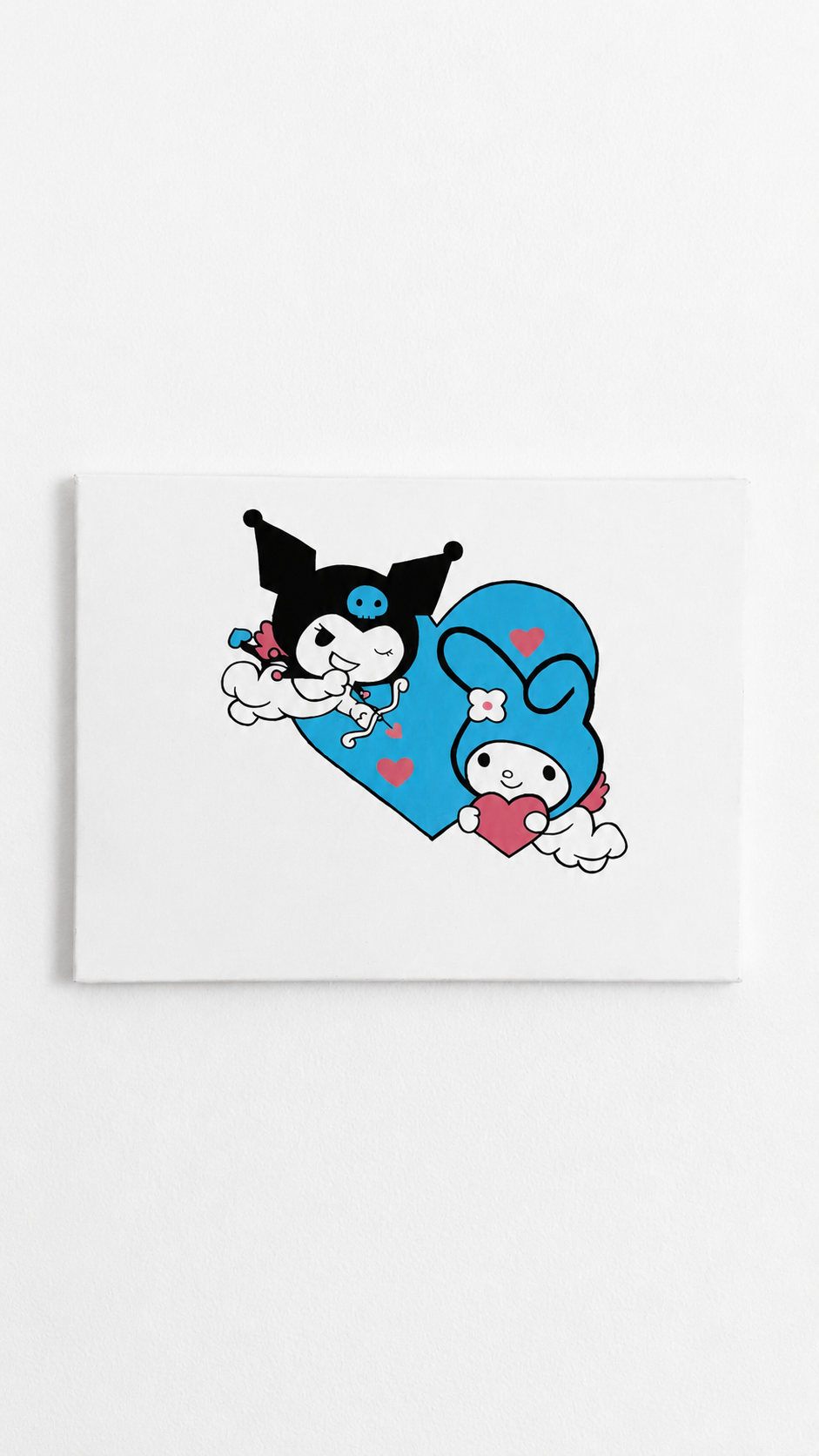 Original Kuromi and My Melody Heart Painting Handmade Acrylic Painting