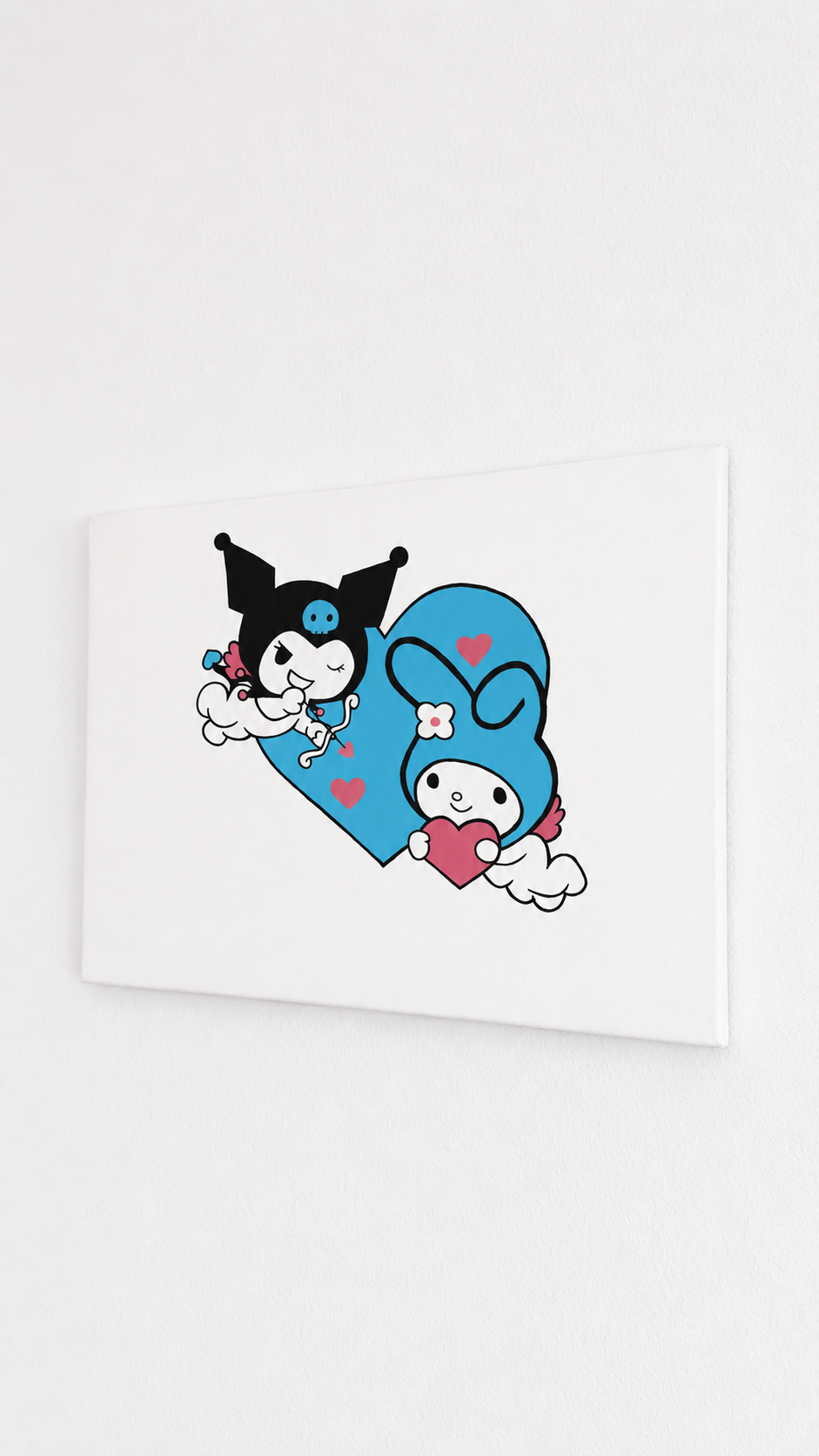 Original Kuromi and My Melody Heart Painting Handmade Acrylic Painting