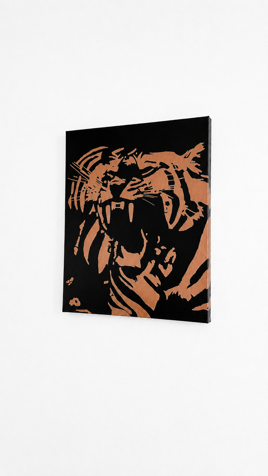 Original Black and Gold Tiger Handmade Acrylic Painting