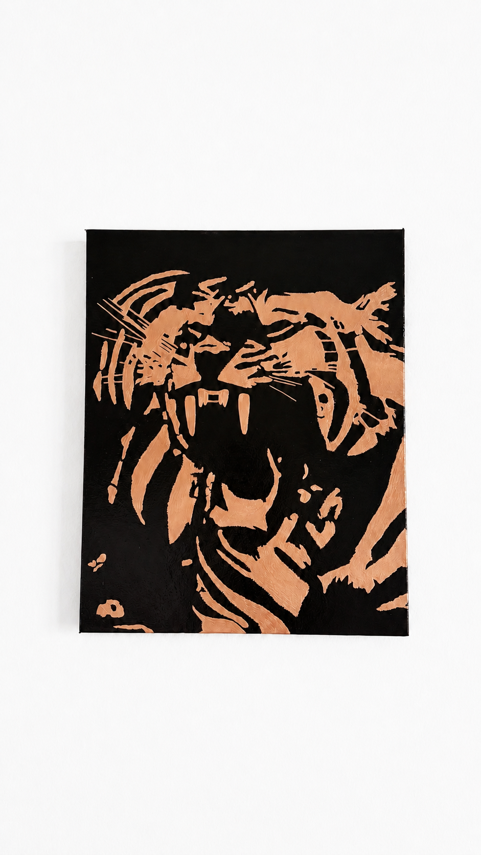 Original Black and Gold Tiger Handmade Acrylic Painting
