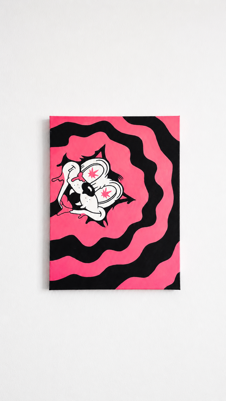 Original Psychedelic Cat Pop Art Handmade Acrylic Painting