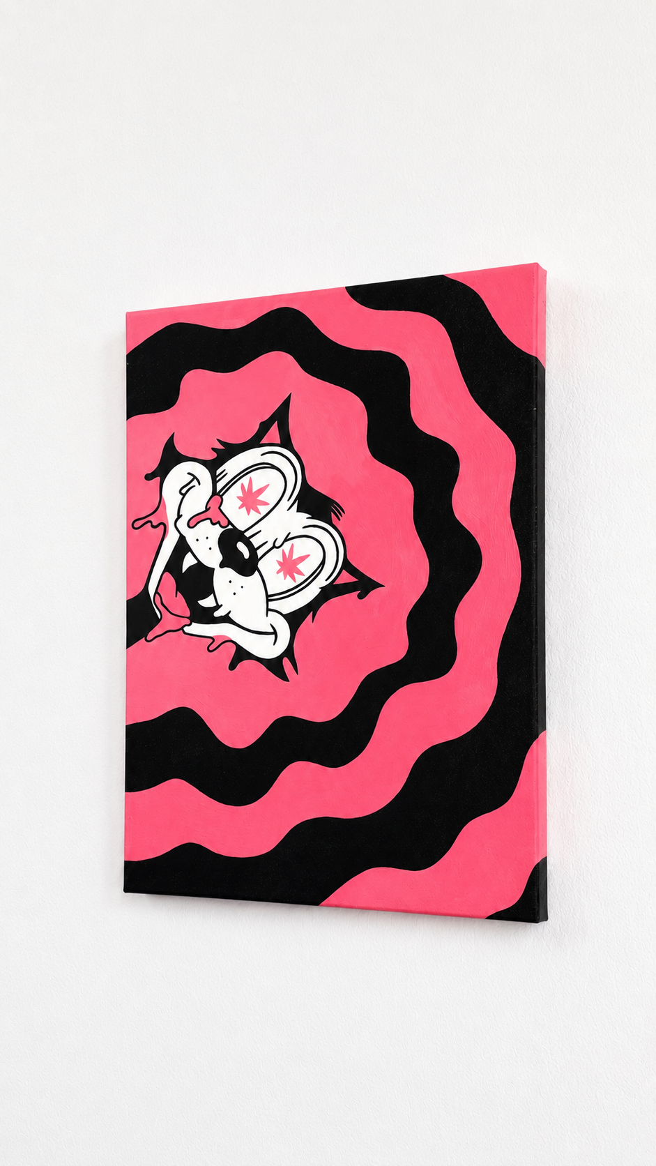 Original Psychedelic Cat Pop Art Handmade Acrylic Painting