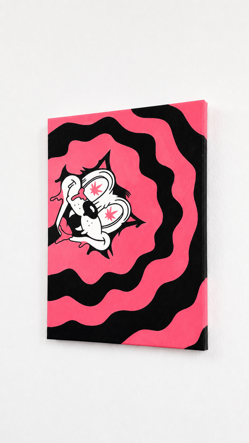 Original Psychedelic Cat Pop Art Handmade Acrylic Painting